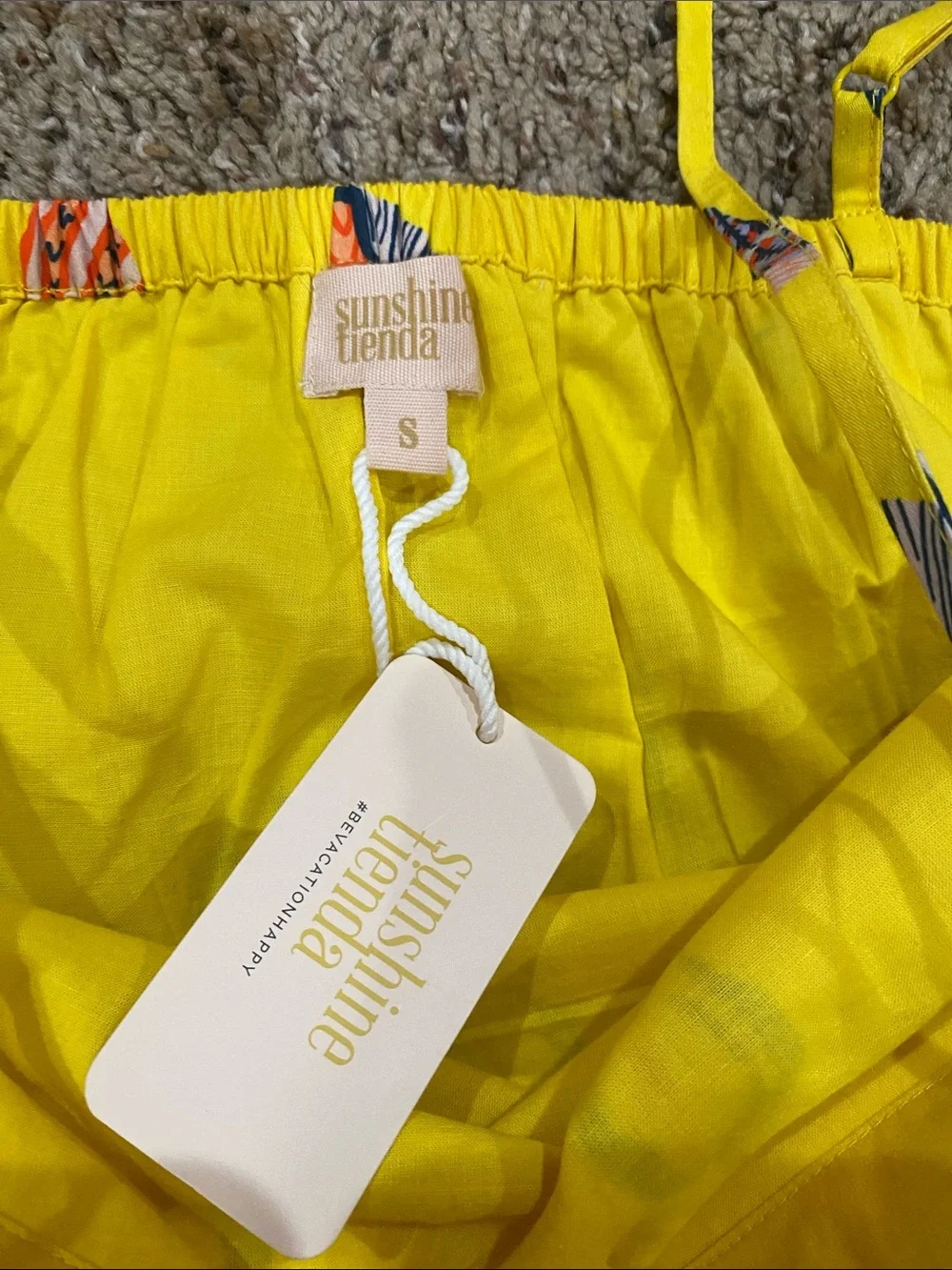 Bright Yellow Shell-Print Mini Dress - Picture 2 of 8
